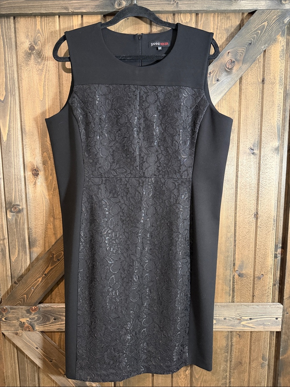 Black Lace-Front Sleeveless Sheath Dress